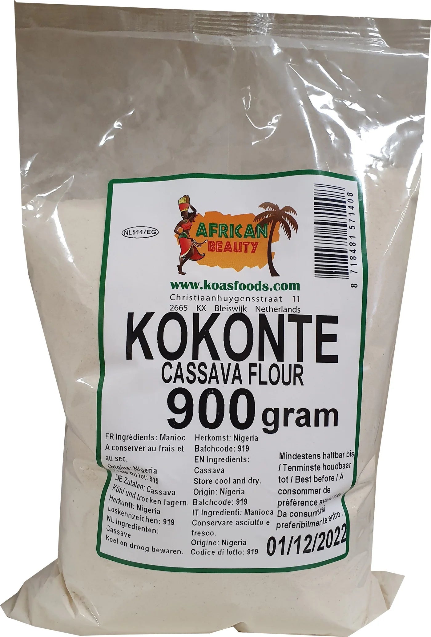 AFRICAN BEAUTY Kokonte-Lafu Cassave Flour 900 gr